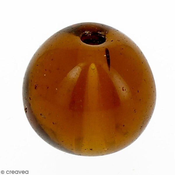 Perle en verre Marron caramel transparent - 10 mm - Photo n°1