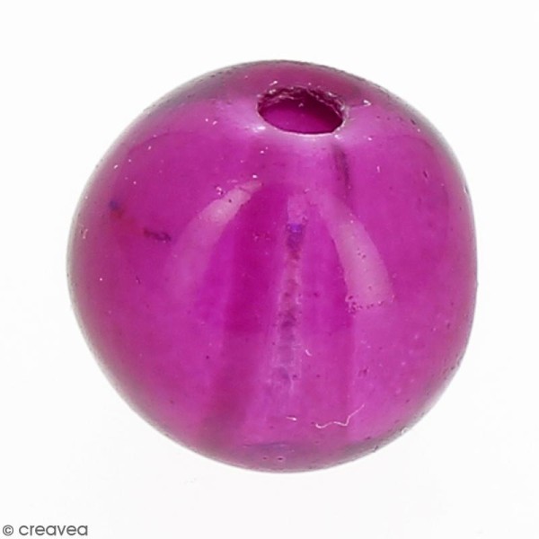 Perle en verre Rose fuchsia transparent - 10 mm - Photo n°1