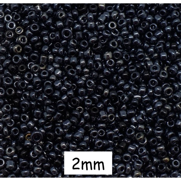 R-30g Perles De Rocaille 2mm Noir Hématite Environ 2880 Perles - Photo n°1