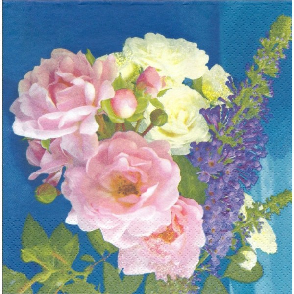 4 Serviettes en papier Bouquet de Roses Format Lunch Decoupage Decopatch 1210-13000 Atelier - Photo n°1