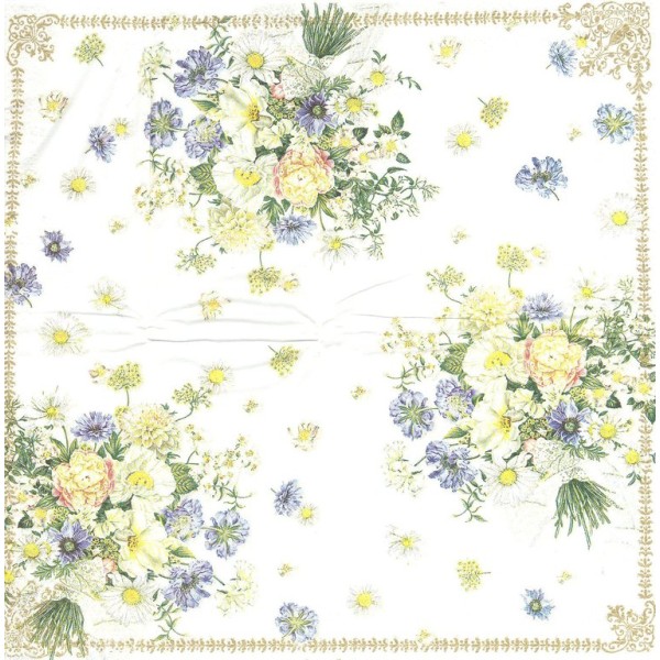 4 Mouchoirs en papier Bouquet de Mariage Decoupage Decopatch PT-405190 IHR - Photo n°1