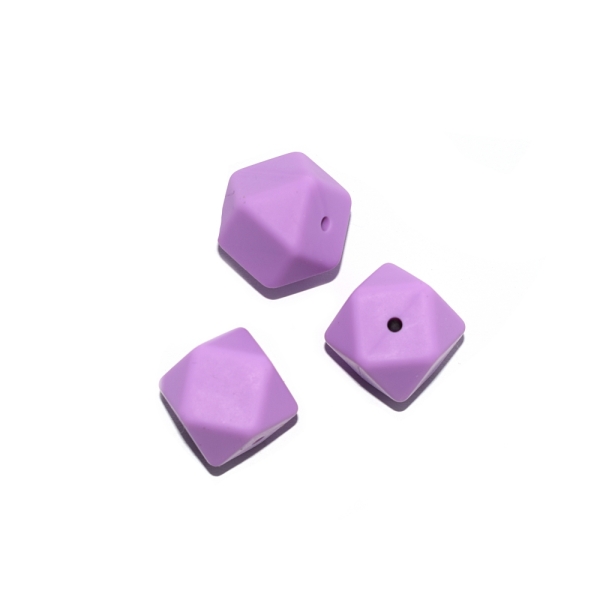 Perle hexagonale 17 mm en silicone violet - Photo n°1
