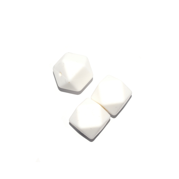 Perle hexagonale 17 mm en silicone blanc - Photo n°1