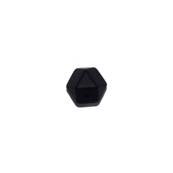 Perle hexagonale 17 mm en silicone gris foncé - Photo n°1