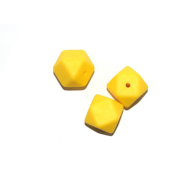 Perle hexagonale 17 mm en silicone jaune - Photo n°1