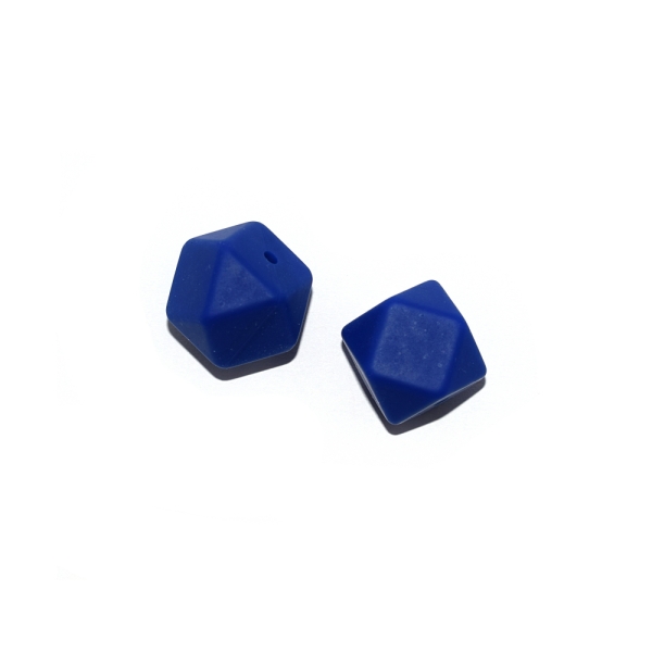 Perle hexagonale 17 mm en silicone bleu foncé - Photo n°1
