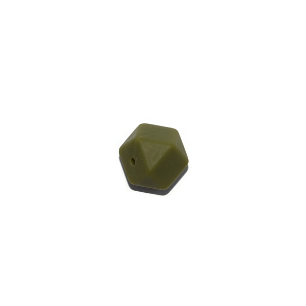 Perle hexagonale 17 mm en silicone kaki - Photo n°1