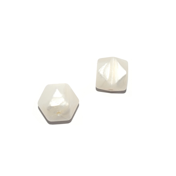 Perle hexagonale 17 mm en silicone blanc perlé - Photo n°1