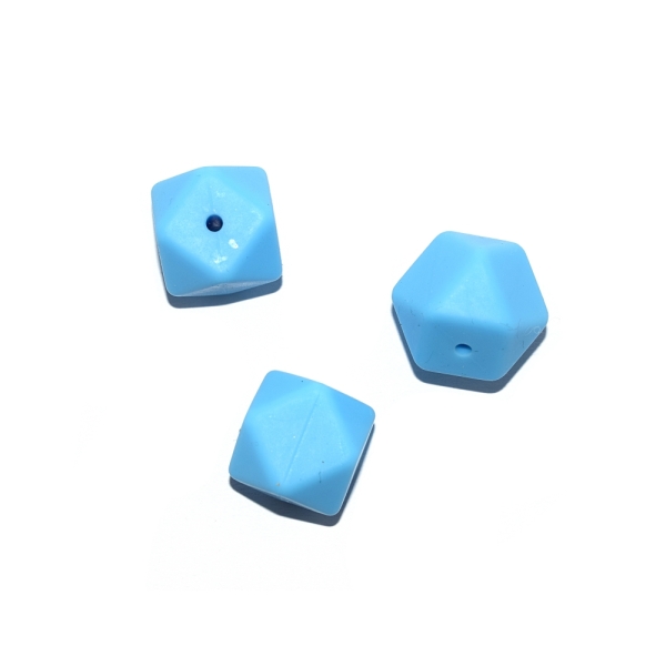 Perle hexagonale 17 mm en silicone bleu - Photo n°1