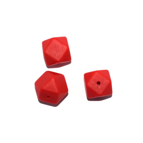 Perle hexagonale 17 mm en silicone rouge - Photo n°1
