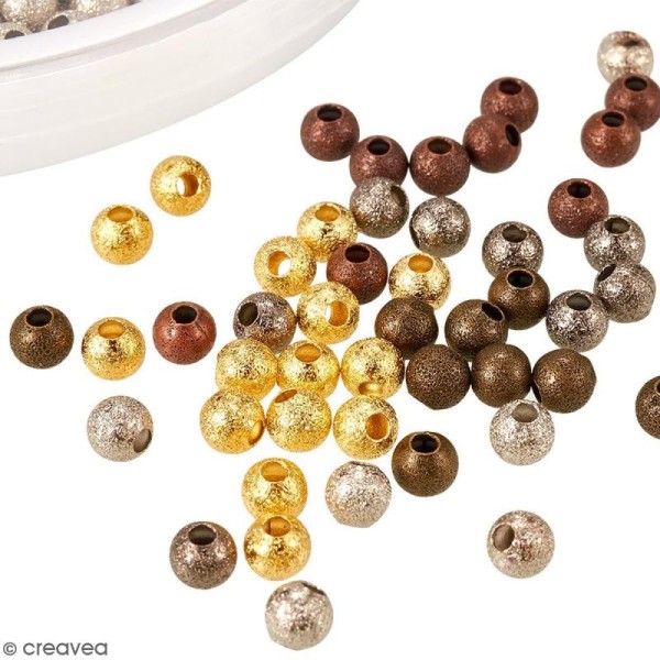 Assortiment de perles billes en métal 4 mm - 600 pcs - Photo n°5