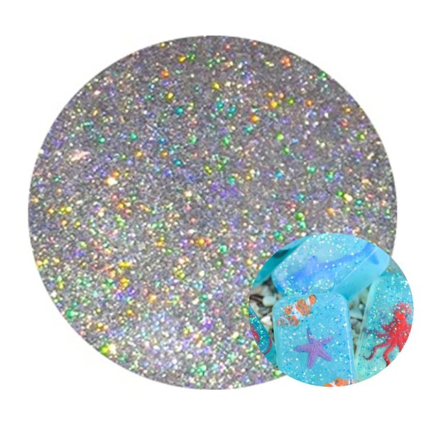 1pc 10g Glitter Cosmétique Holographique d'argent pour la fabrication de savon Diy Candles Uv résine - Photo n°1
