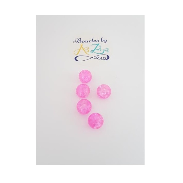 Perles rondes roses en verre craquelé 10mm x10 - Photo n°1