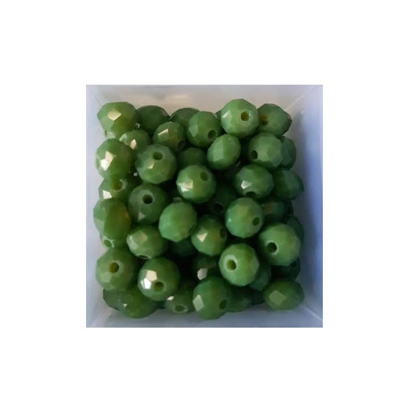 Perles à facettes vertes 6*4mm x30 - Photo n°1