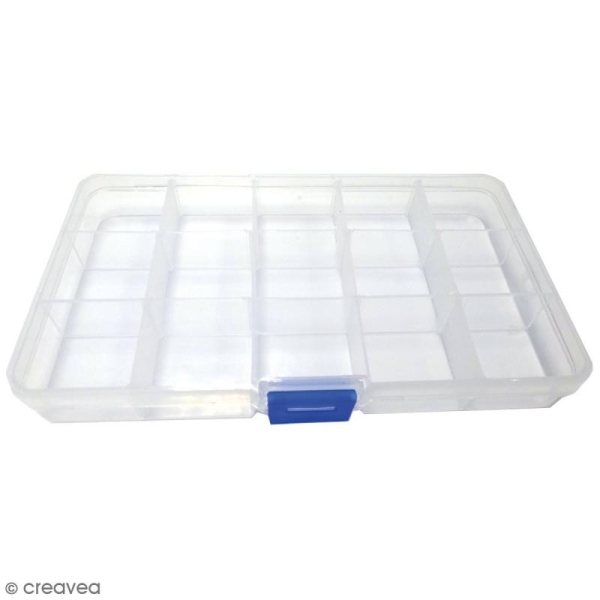 Boite plastique 15 cases - 17 x 9,5 x 2 cm - Photo n°1