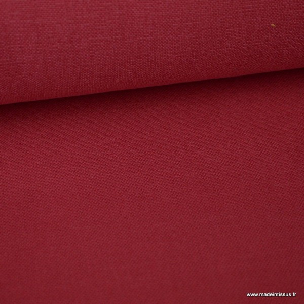 Tissu toile de coton demi natté gratté vintage cerise - Photo n°1