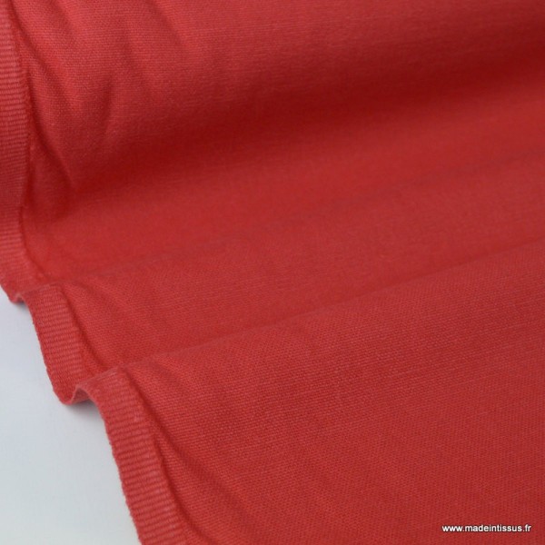 Tissu toile de coton demi natté gratté vintage rouge - Photo n°2