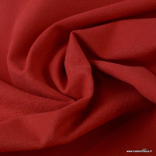 Tissu toile de coton demi natté gratté vintage rouge - Photo n°3