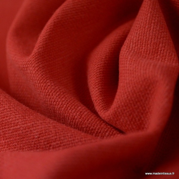 Tissu toile de coton demi natté gratté vintage rouge - Photo n°4