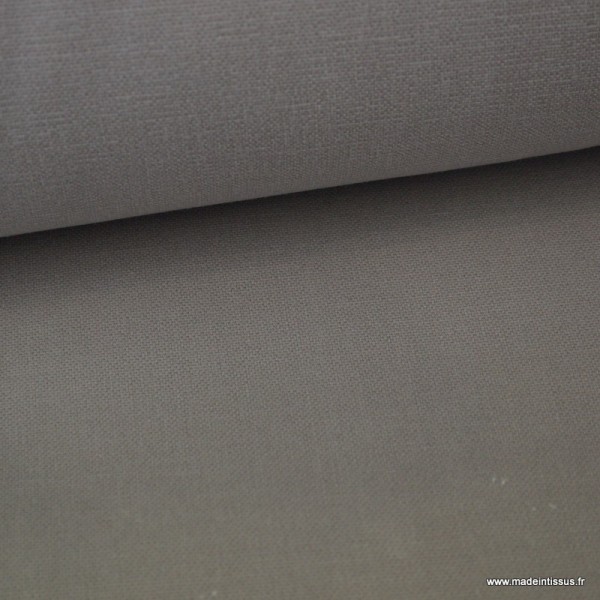 Tissu toile de coton demi natté gratté vintage gris - Photo n°1