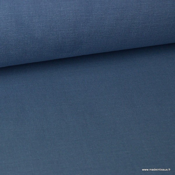 Tissu toile de coton demi natté gratté vintage bleu - Photo n°1