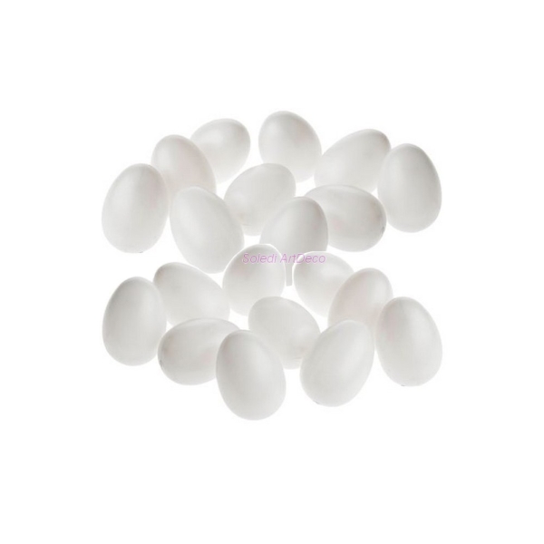 Lot de 25 Oeufs de Pâques, plastique blanc, hauteur 6 cm, à décorer, avec trou de suspension, non sé - Photo n°1
