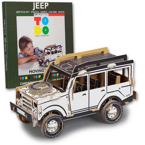 Jeep Jeep en kit Carton à colorier et à monter sans colle - 100 pièces - 34 x 16 x 18 cm TODO - Photo n°1