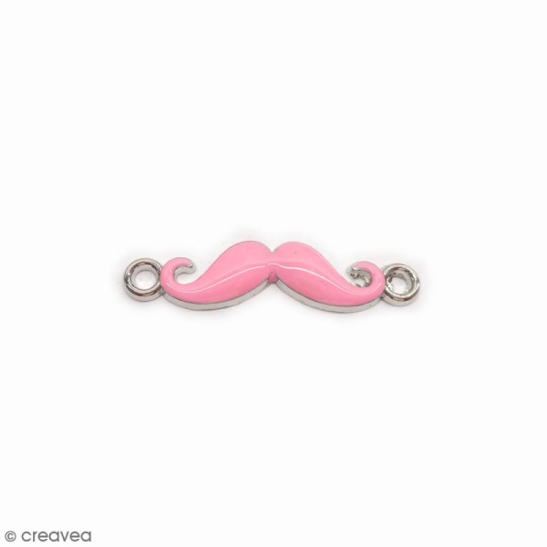 Breloque Intercalaire Moustache rose - 20 mm - Photo n°1