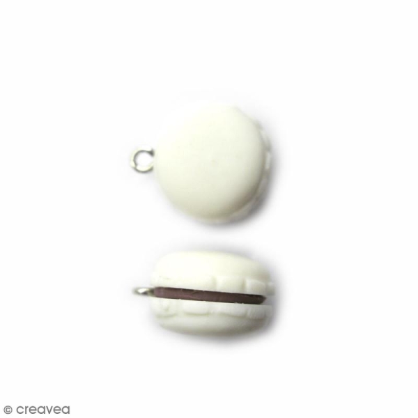 Breloque Macaron blanc - 15 mm - Photo n°1