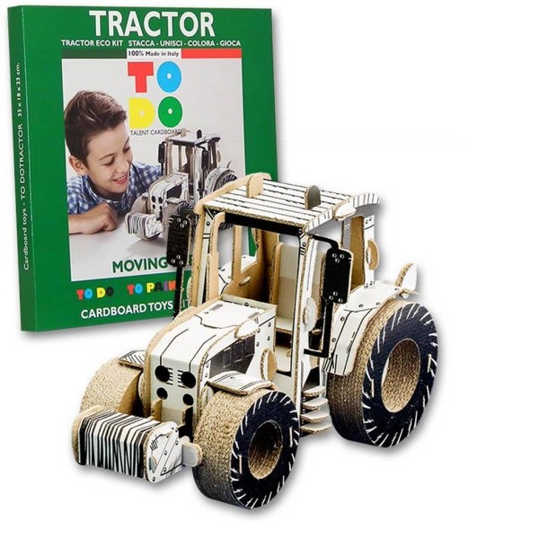 Tracteur en kit carton à colorier et à monter sans colle - 121 pièces - 33 x 18 x 23 cm TODO - Photo n°1