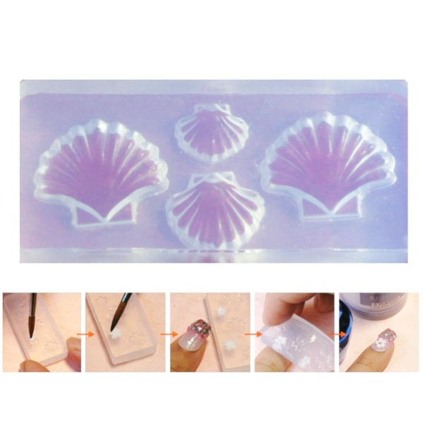 1pc Transparent Coquillage, Coquille Marine de la Mer de Silicone 3D Mini Moule Pour l'Art d'Ongle d - Photo n°1