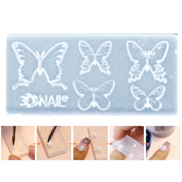 1pc Transparent 5 Papillon Nature de Silicone 3d Mini Moule Pour l'Art d'Ongle de Petit Bricolage Mo - Photo n°1