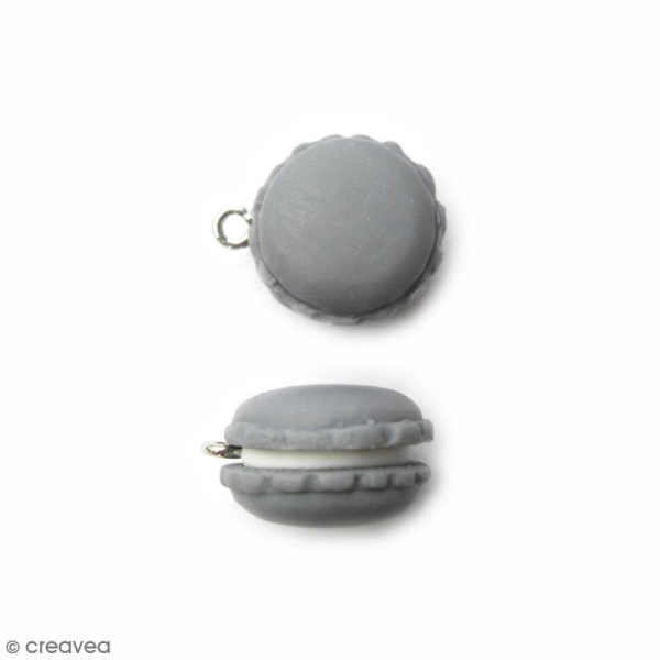Breloque Macaron gris perle - 15 mm - Photo n°1