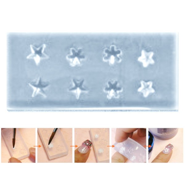 1pc Transparent 8 Étoiles de Fleurs à Facettes en Cristal de SWAROVSKI de Style de Silicone 3d Mini - Photo n°1