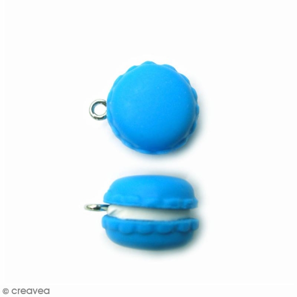 Breloque Macaron bleu turquoise - 15 mm - Photo n°1