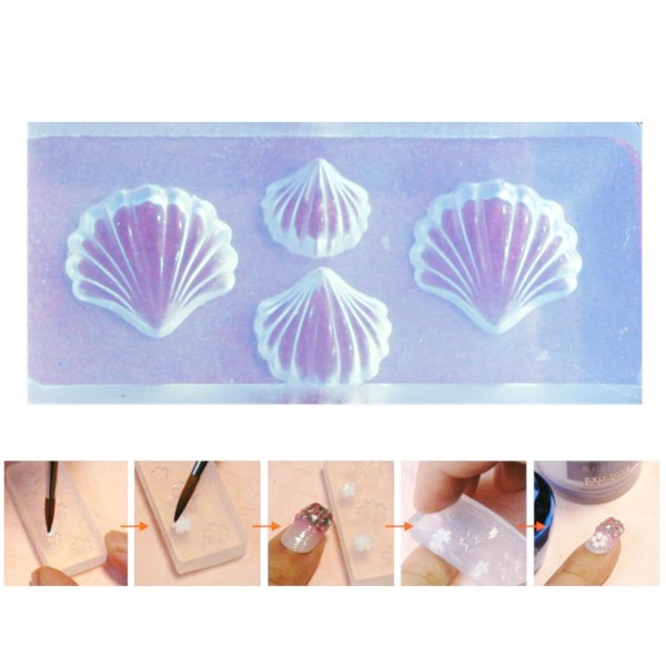 1pc Transparent 4 Coquillage Marin de la Mer Coque Silicone 3d Mini Moule Pour l'Art d'Ongle de Peti - Photo n°1