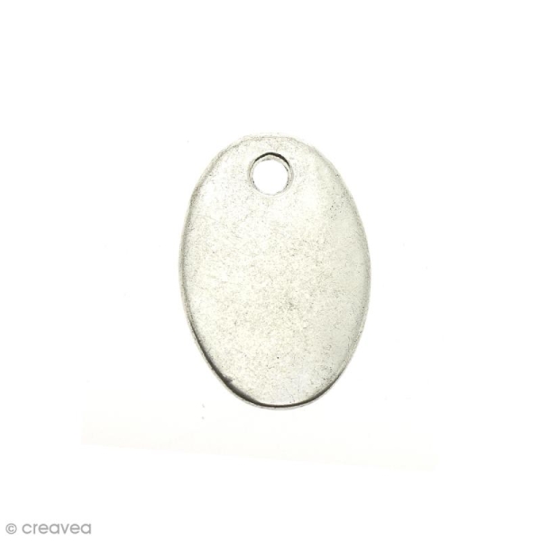 Breloque en métal - Médaille ovale à graver 16 mm - 1 pièce - Photo n°1