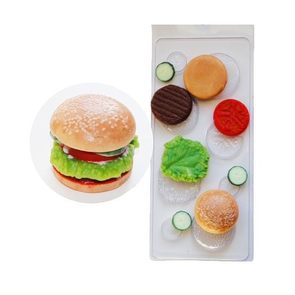 1pc Food Burger Hamburger en Plastique de Savon la Fabrication du Chocolat de Gypse Moule de qualité - Photo n°1