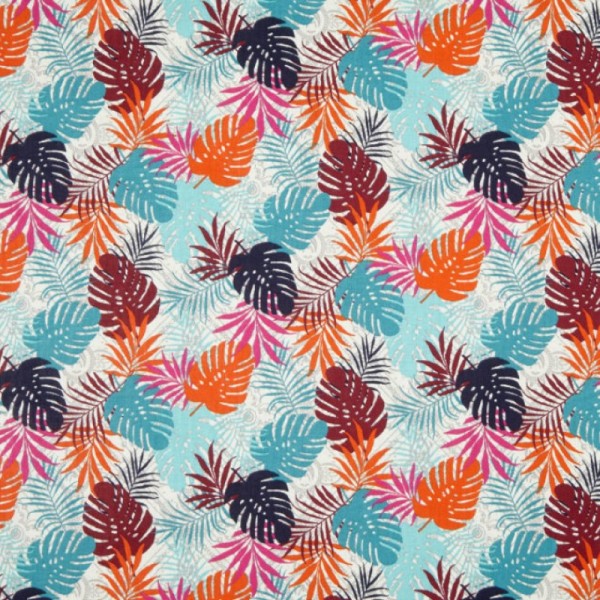 Tissu coton imprimé feuilles de Palme Exotique - Photo n°1