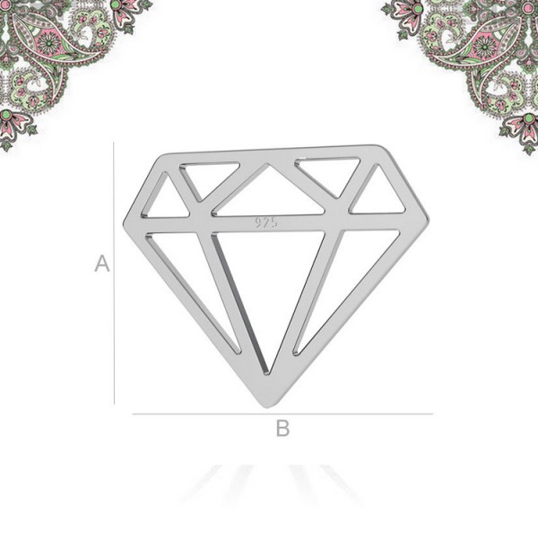 Argent 925-Breloque intercalaire diamant 12,8*15,8 mm pour chaines et bracelets - Photo n°1
