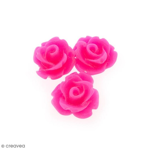 Cabochon Fleur en résine Rose fuchsia - 10 mm - 10 pcs - Photo n°1