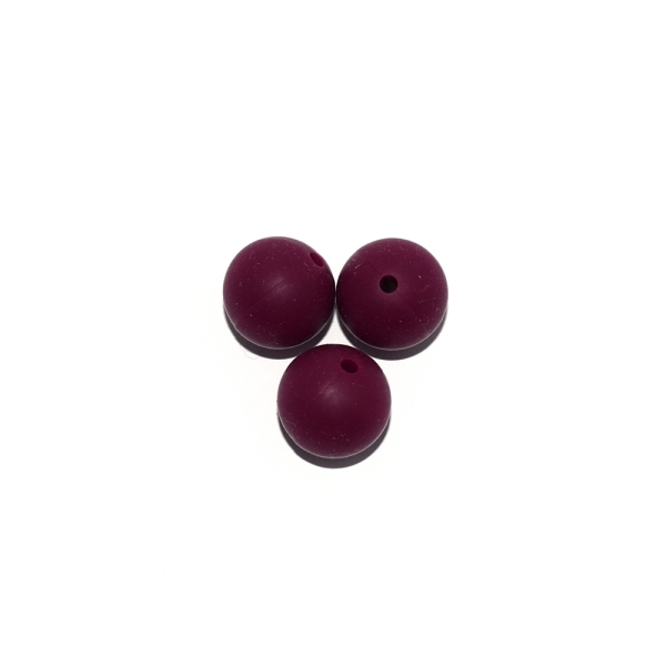 Perle ronde 15 mm silicone bordeaux - Photo n°1