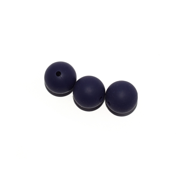 Perle ronde 15 mm silicone bleu marine - Photo n°1