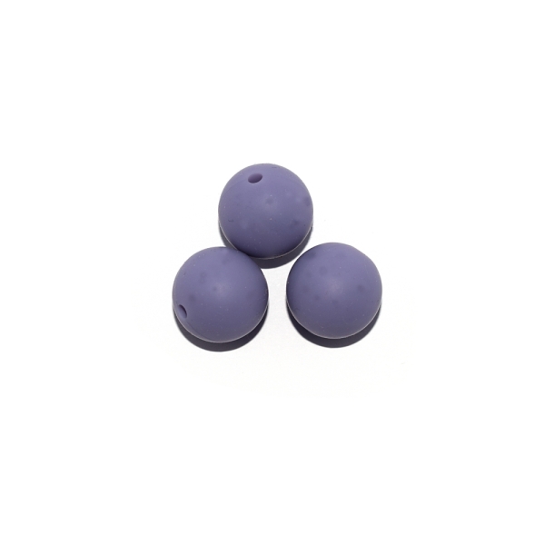 Perle ronde 15 mm silicone lavande - Photo n°1