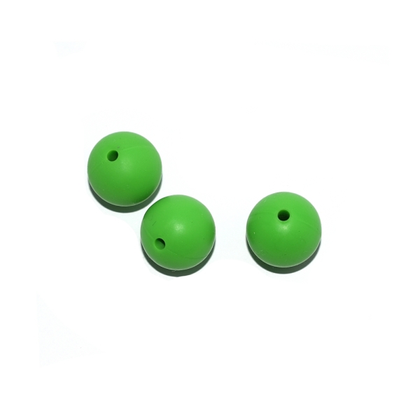 Perle ronde 15 mm silicone vert prairie - Photo n°1