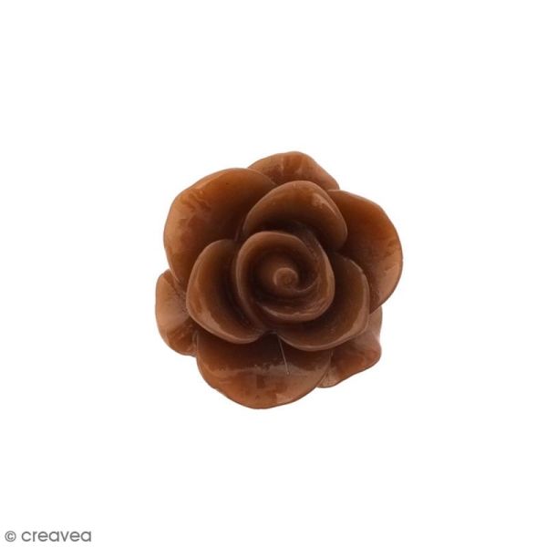 Cabochon Fleur en résine Marron chocolat - 20 mm - 1 pce - Photo n°1