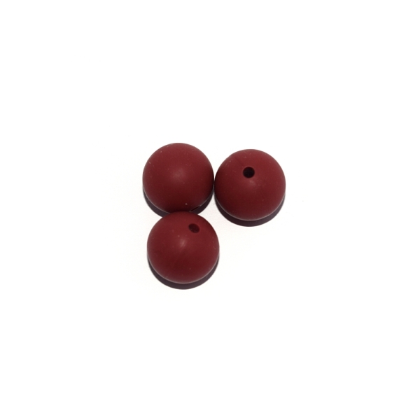 Perle ronde 15 mm silicone rouge sienne - Photo n°1