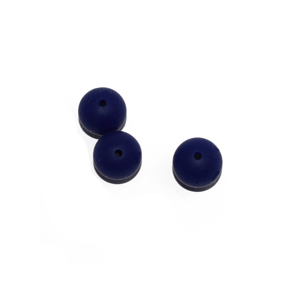 Perle ronde 15 mm silicone bleu foncé - Photo n°1