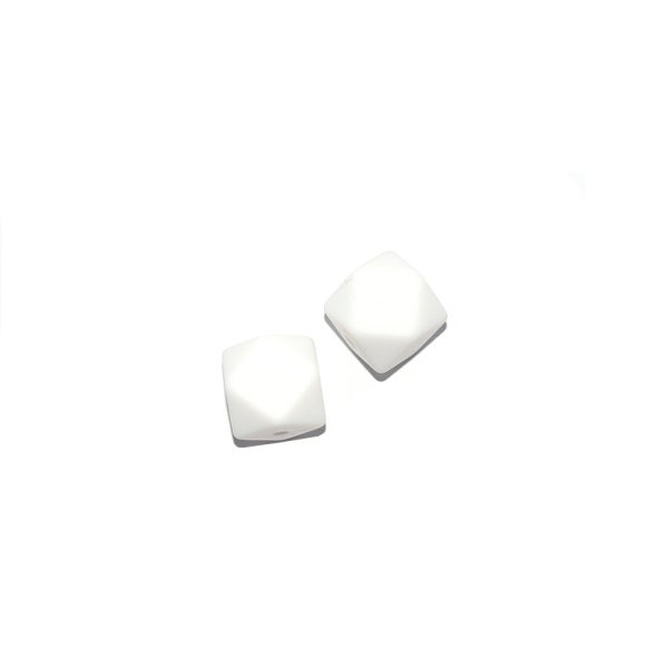 Perle hexagonale 14 mm en silicone blanc - Photo n°1