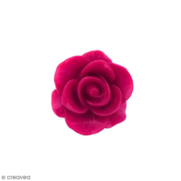 Cabochon Fleur en résine Rose fuchsia - 20 mm - 1 pce - Photo n°1